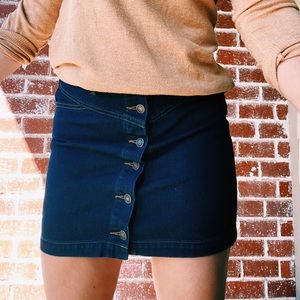 Dark Denim Mini Skirt With Buttons